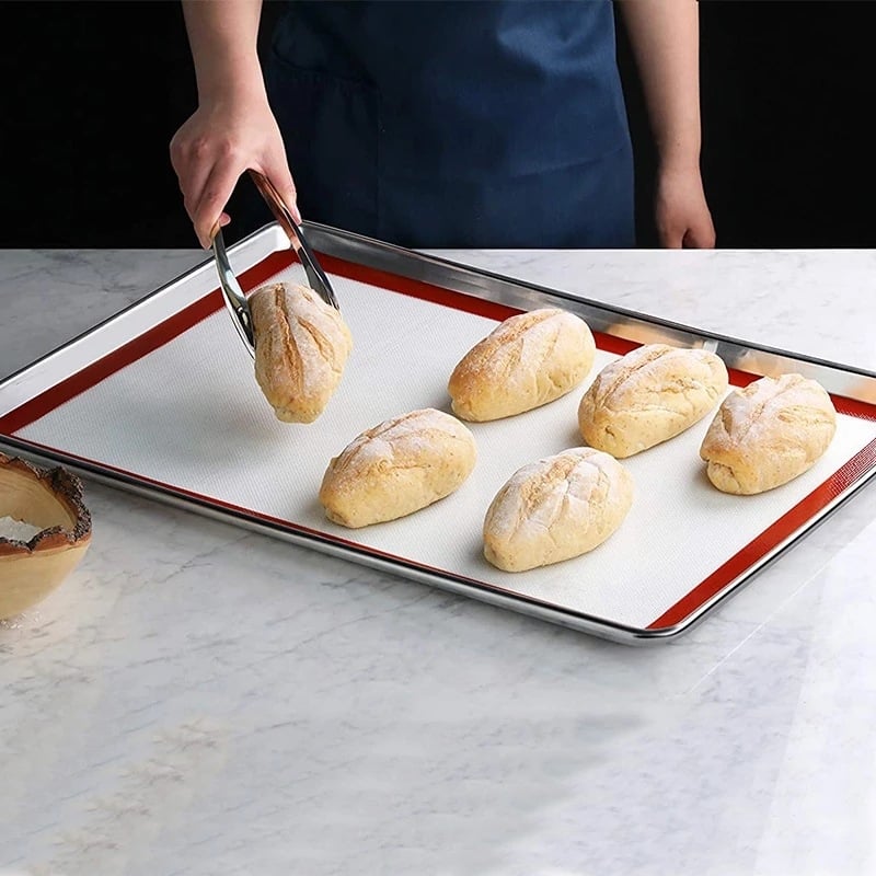 Covoraș de copt din silicon, 0,7 mm, de calitate alimentară, rezistent la temperaturi înalte, suprafață pentru frământat și tavă de copt din silicon