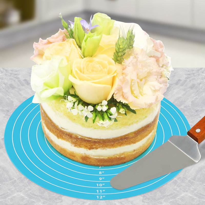 Covoraș rotund din silicon cu marcaje pentru patiserie – suprafață pentru decorare și frământare