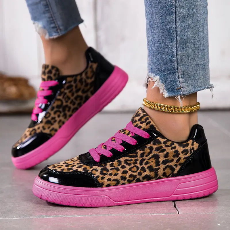 2025 nova moda u stilu fakultetskih casual tenisica s debelim potplatom, leopard uzorak, outdoor skateboard tenisice