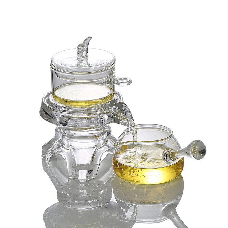 Ceainic din sticlă și set de ceai pentru fierbere pe aragaz, infuzor din borosilicat, stil retro, pentru 4 persoane.