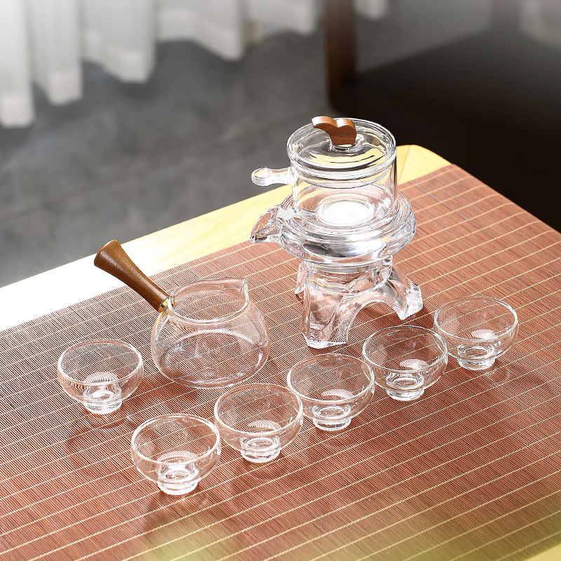 Ceainic din sticlă și set de ceai pentru fierbere pe aragaz, infuzor din borosilicat, stil retro, pentru 4 persoane.