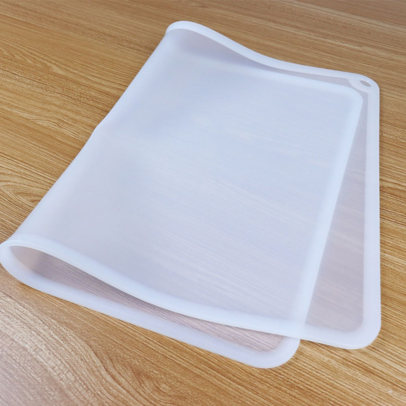 Covoraș din silicon transparent pentru frământat și întins aluat, margine anti-scurgeri, silicon alimentar