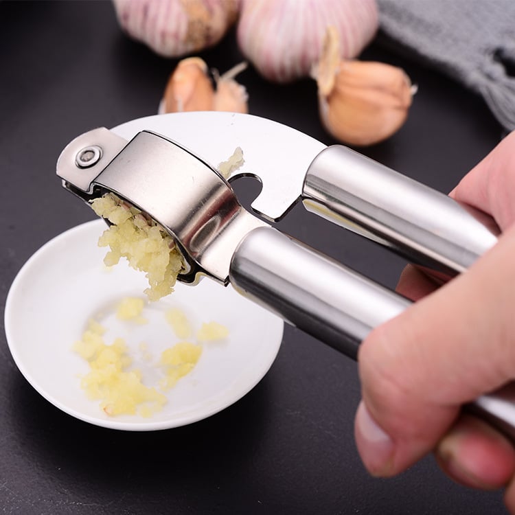 Presă de usturoi din oțel inoxidabil, zdrobitor de usturoi, instrument de bucătărie multifuncțional, decojitor de usturoi, storcător de usturoi, oțel inoxidabil 304