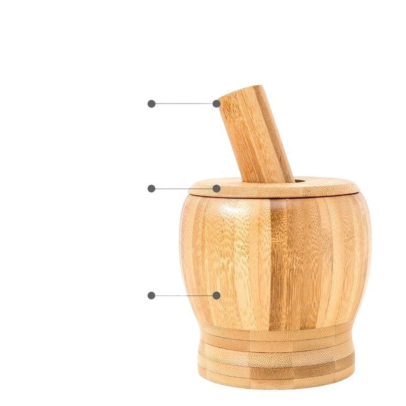 Zdrobitor de usturoi creativ cu capac, borcan din bambus pentru usturoi, fără vopsea și ceară, unelte de bucătărie