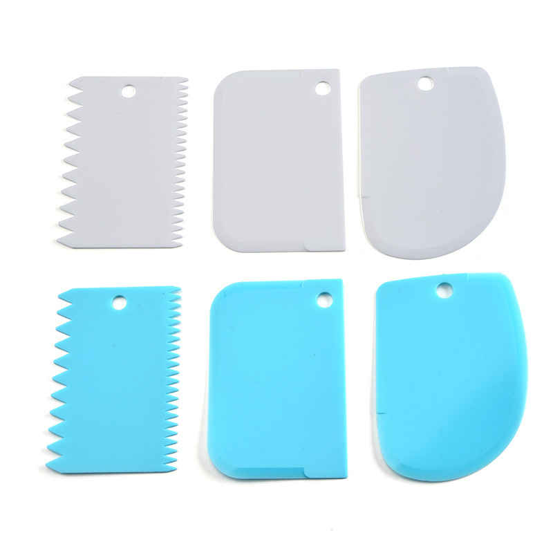 Set de 3 cuțite dinte pentru aluat și spatulă pentru cremă pentru tort – unelte de bucătărie din plastic pentru patiserie