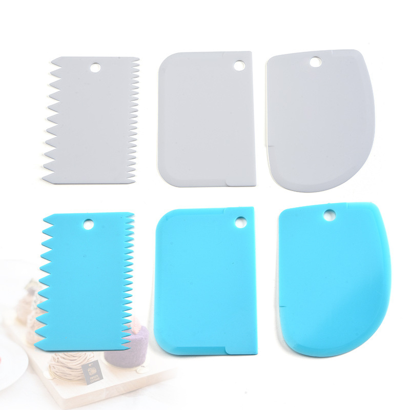 Set de 3 cuțite dinte pentru aluat și spatulă pentru cremă pentru tort – unelte de bucătărie din plastic pentru patiserie