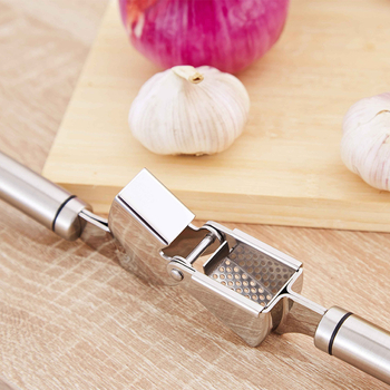 Presă de usturoi din oțel inoxidabil 304, instrument de bucătărie manual, zdrobitor/curățător de usturoi și decojit, unelte multifuncționale