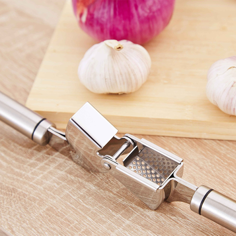 Presă de usturoi din oțel inoxidabil 304, instrument de bucătărie manual, zdrobitor/curățător de usturoi și decojit, unelte multifuncționale