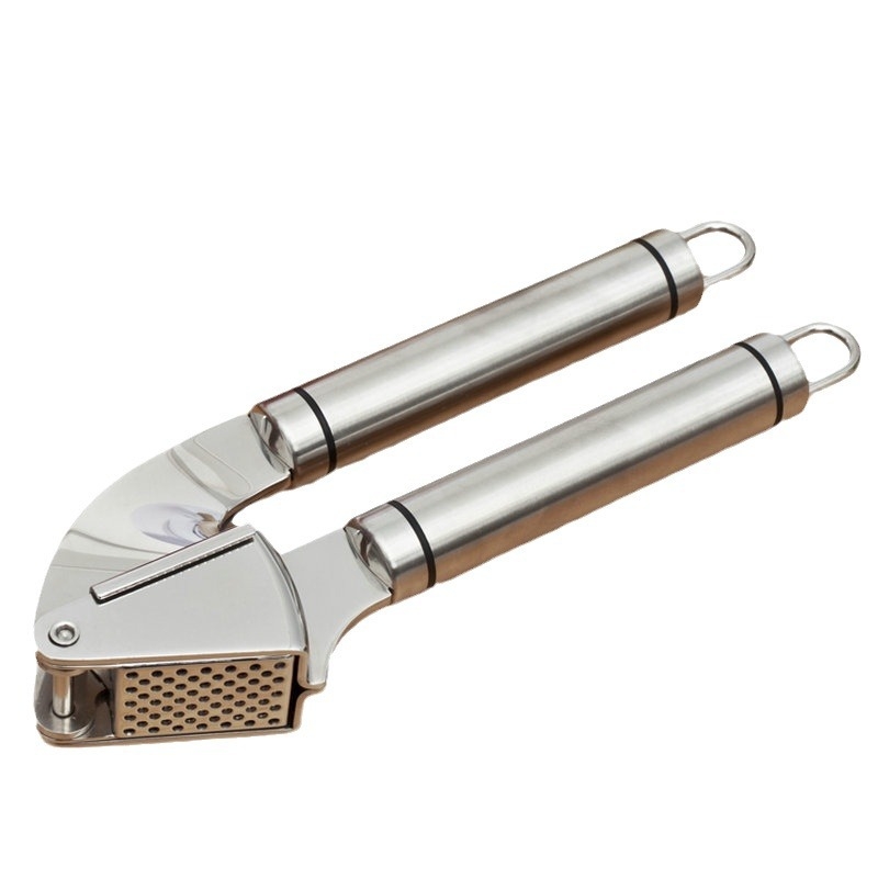 Presă de usturoi din oțel inoxidabil 304, instrument de bucătărie manual, zdrobitor/curățător de usturoi și decojit, unelte multifuncționale