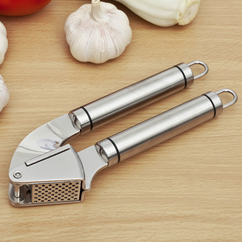 Presă de usturoi din oțel inoxidabil 304, instrument de bucătărie manual, zdrobitor/curățător de usturoi și decojit, unelte multifuncționale