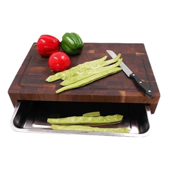 Tocător de bucătărie din lemn de acacia, masiv, dreptunghiular, pentru fructe și legume, 40×30×10 cm