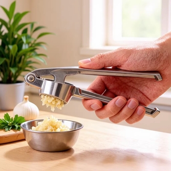 Presă manuală de usturoi cu decojit, presă din aliaj de aluminiu, zdrobitor de usturoi, ustensilă de bucătărie