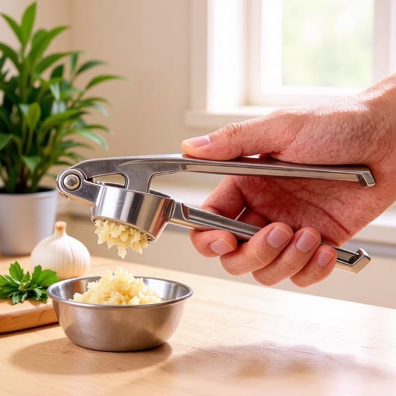 Presă manuală de usturoi cu decojit, presă din aliaj de aluminiu, zdrobitor de usturoi, ustensilă de bucătărie