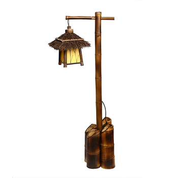 Lampă chineză antic mov din bambus, lampă din bambus realizată manual, decor pentru ceainărie veche, fermă și grădină, veioză de podea din bambus