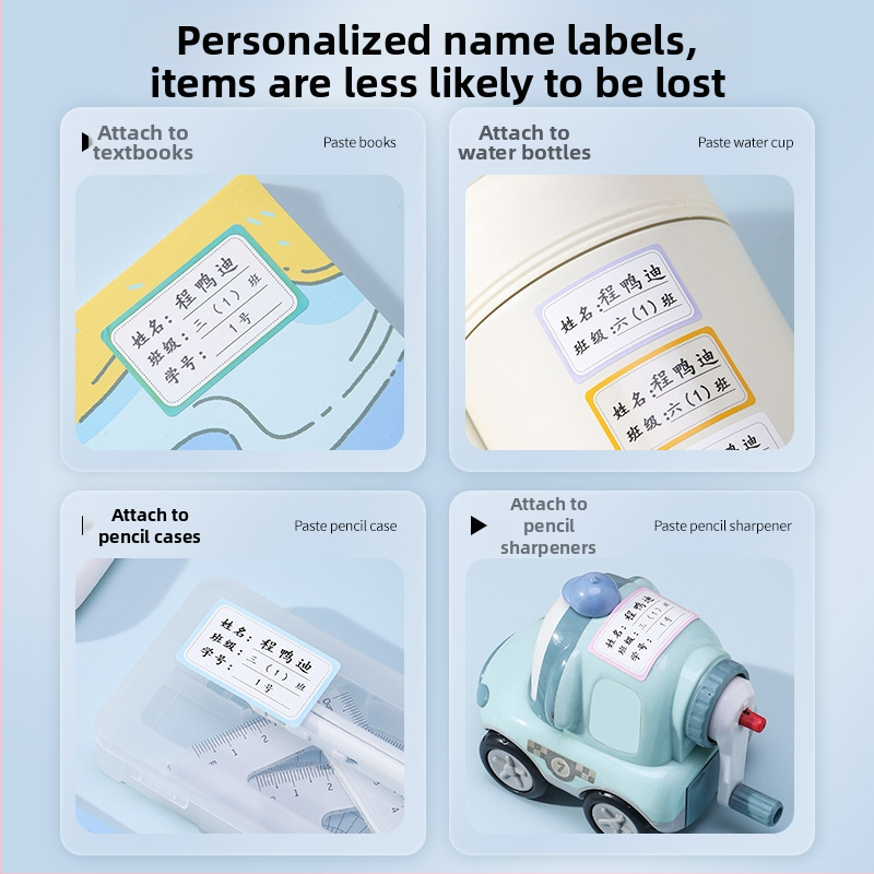 Etichete cu nume transparente pentru elevi din învățământ primar, impermeabile, autocolante cu desene animate, personalizabile