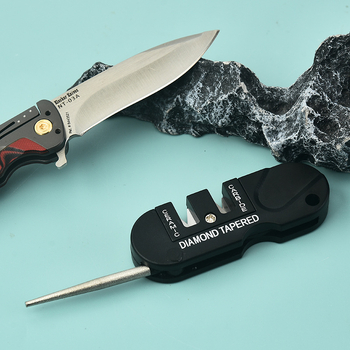 Aparat mini portabil de ascuțit cuțite de bucătărie, cu oțel tungsten și lamă ceramică, pentru folosire în aer liber