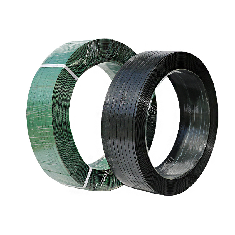 Bandă verde PET, șină plastic-otel 1608, rezistență la tracțiune 450 kg, dimensiuni 16x8 mm
