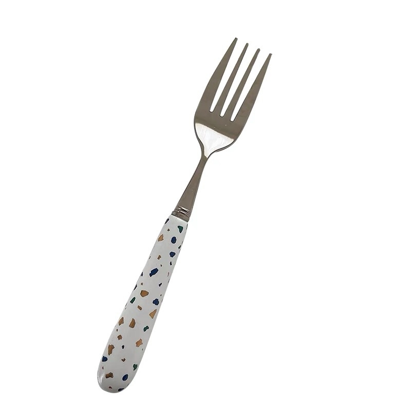 Set de tacâmuri din oțel inoxidabil, cu model floral: linguri de supă, linguri pentru înghețată, linguri de orez, furculițe și linguri de amestec.