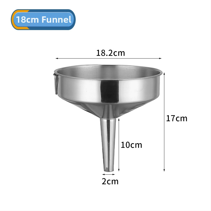 Nerezový lievik s veľkým priemerom, 8–20 cm, univerzálny pre olej, víno a omáčky.
