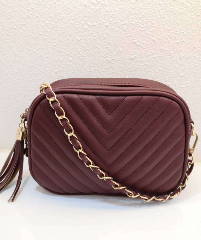 Ženska crossbody torba s lancem, izvezenim resicama, PU materijal, mali kvadratni oblik