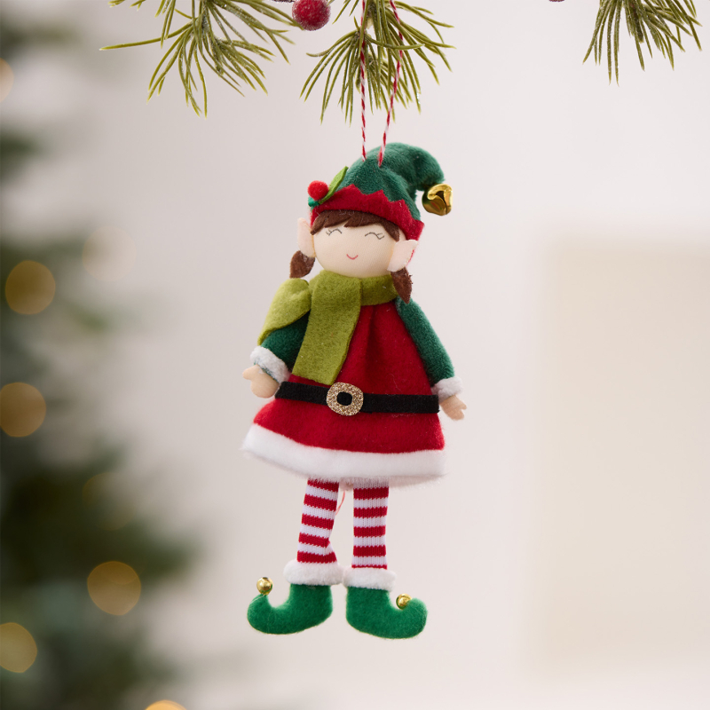 Pandantiv Crăciun Elf Înger, roșu-verde, ornament drăguț