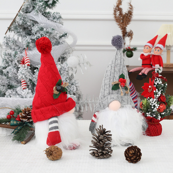 Păpușă luminoasă cu pălărie tricotată – Rudolph, decor de Crăciun, figurină de gnomă