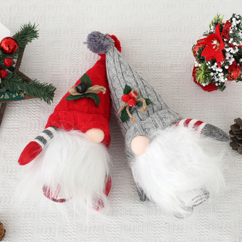 Păpușă luminoasă cu pălărie tricotată – Rudolph, decor de Crăciun, figurină de gnomă