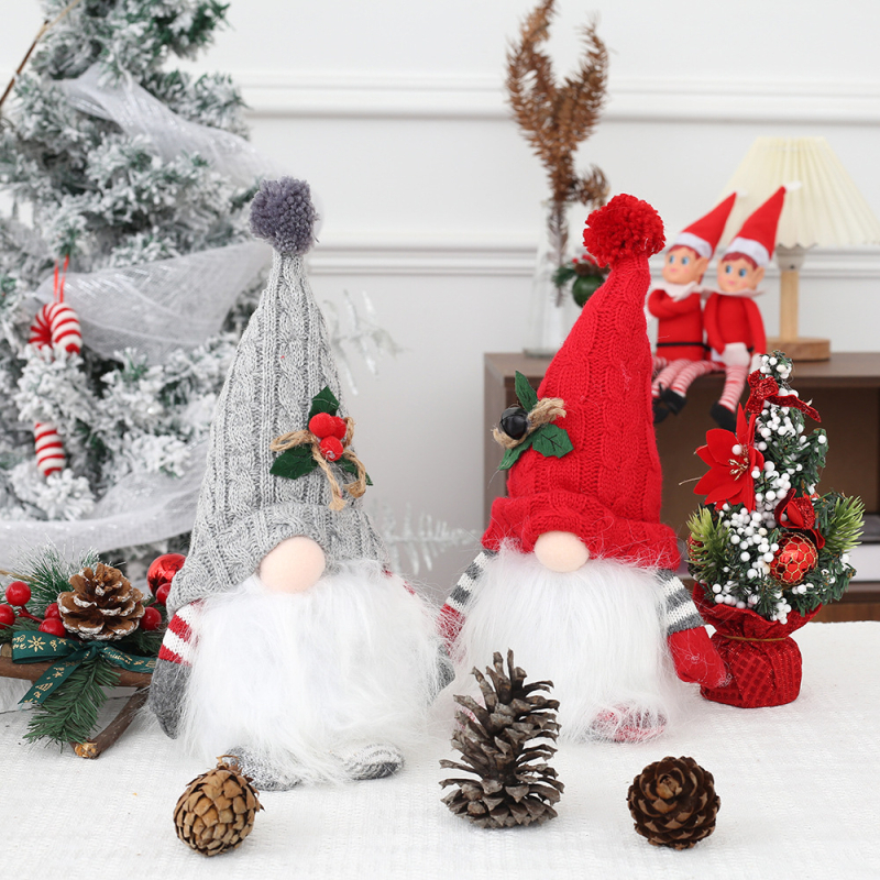 Păpușă luminoasă cu pălărie tricotată – Rudolph, decor de Crăciun, figurină de gnomă