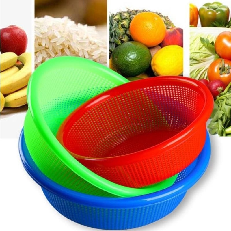 Coș de plastic pentru scurgere, cu plasă întărită pentru fructe și legume, extra mare pentru spălat