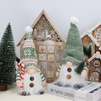 Nouă decorațiune de Crăciun luminoasă: pălărie din pluș cu baston iluminat, păpușă Rudolph pentru vitrină