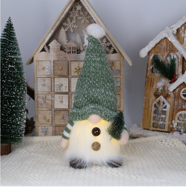 Nouă decorațiune de Crăciun luminoasă: pălărie din pluș cu baston iluminat, păpușă Rudolph pentru vitrină