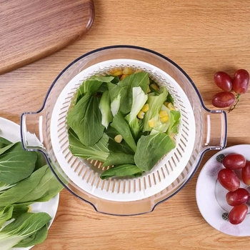 Coș de spălare și scurgere manual pentru salate și legume, cu manivelă