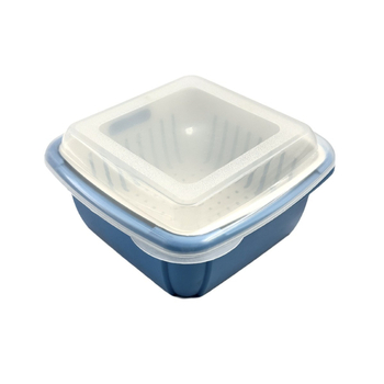 Coș dublu de bucătărie cu capac pentru spălarea și scurgerea fructelor și legumelor, coș de depozitare din plastic pentru frigider, culoare personalizabilă