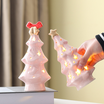 Brad de Crăciun din ceramică – lampă de veghe pentru birou, decor creativ pentru Crăciun, cadou pentru prieteni
