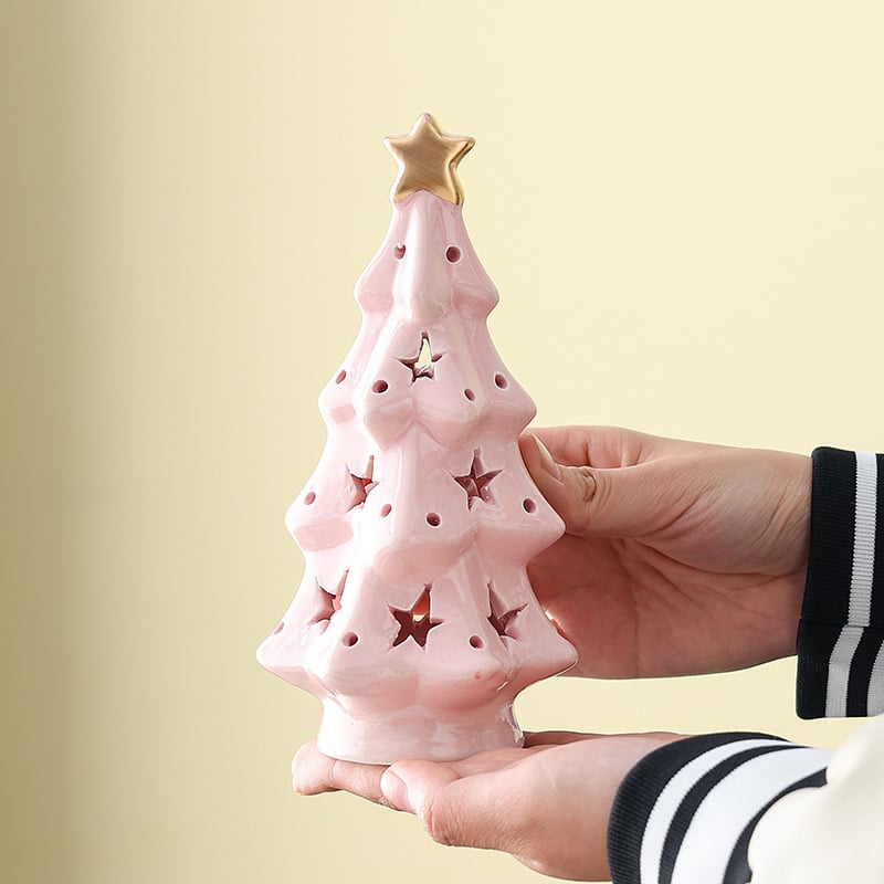 Brad de Crăciun din ceramică – lampă de veghe pentru birou, decor creativ pentru Crăciun, cadou pentru prieteni