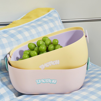Coș dublu de scurgere pentru fructe și legume, din plastic, design drăguț de desene animate pentru bucătărie