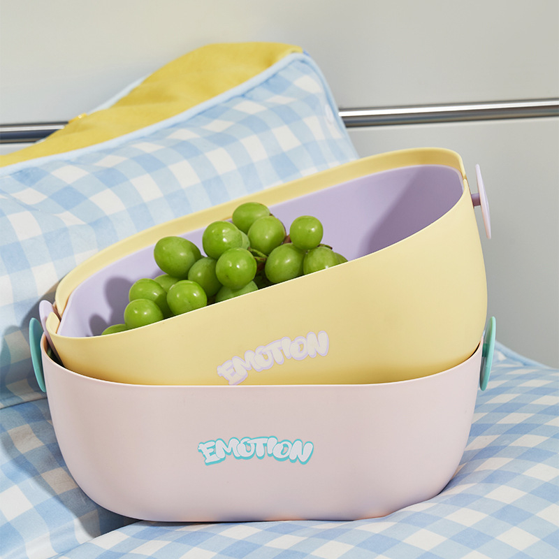 Coș dublu de scurgere pentru fructe și legume, din plastic, design drăguț de desene animate pentru bucătărie