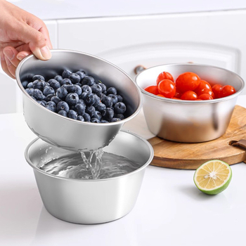 Vas din oțel inoxidabil pentru spălat și scurgerea fructelor, de calitate alimentară, coș mini cu două niveluri pentru fructe și bazin de spălat legume