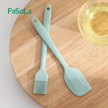 FaSoLa set silicon bucătărie: spatulă din silicon și perie pentru ulei, rezistent la temperaturi înalte, fără miros, antiaderent pentru coacere
