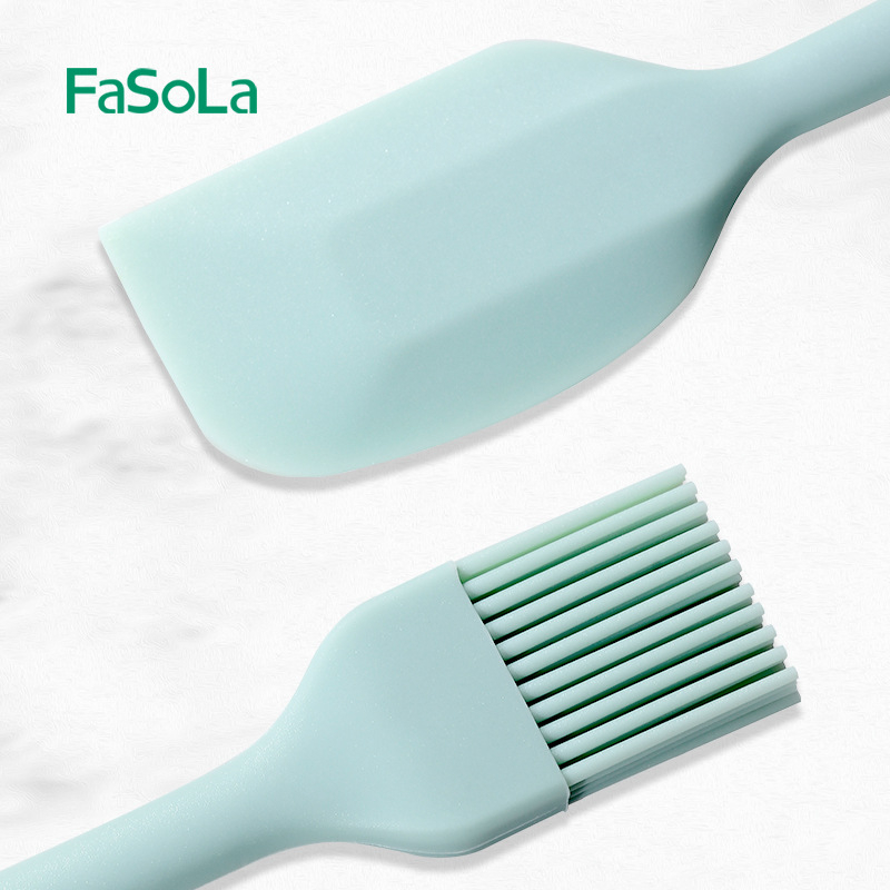FaSoLa set silicon bucătărie: spatulă din silicon și perie pentru ulei, rezistent la temperaturi înalte, fără miros, antiaderent pentru coacere