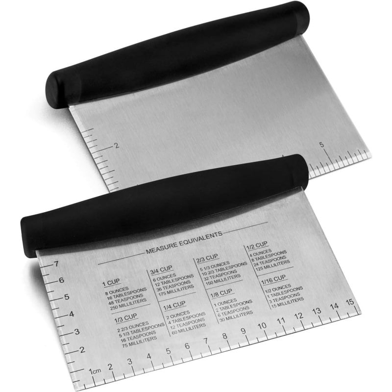 Racletă din oțel inoxidabil cu mâner din plastic, cuțit de tăiere cu riglă, racletă plată, instrument pentru coacere