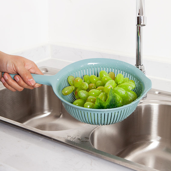 Sită de plastic pentru spălarea orezului cu mâner – coș de bucătărie pentru spălat legume și fructe