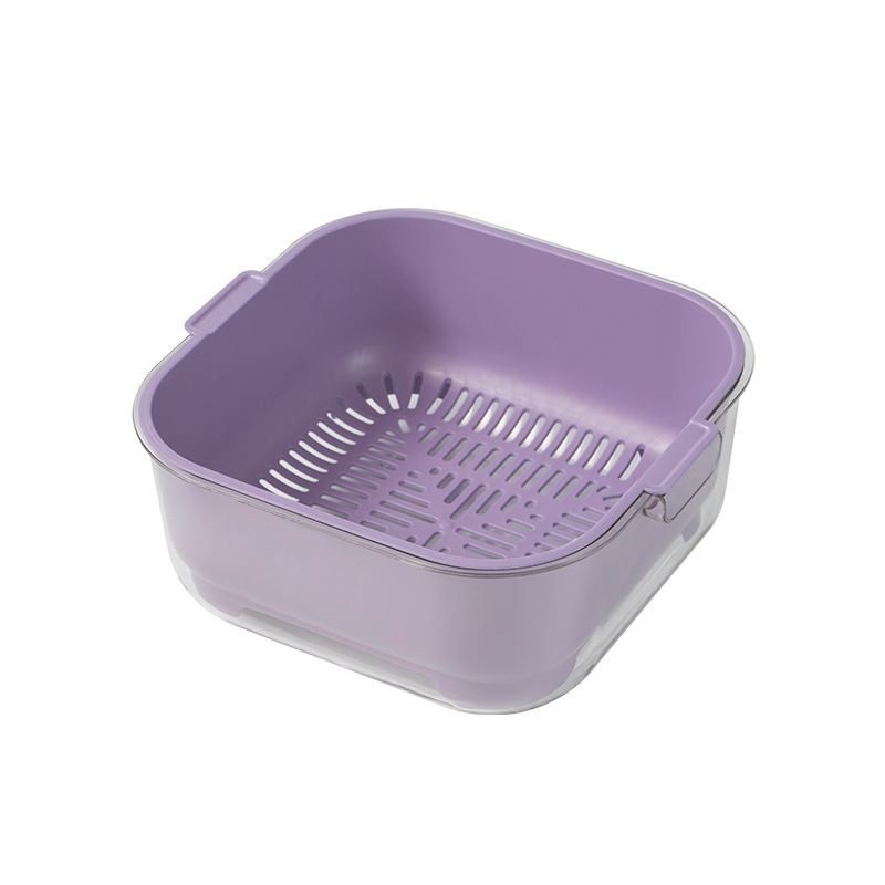 Coș dublu de scurgere pentru bucătărie, pentru spălat fructe și legume, din PP alimentar