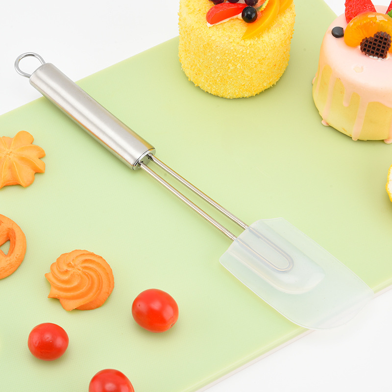 Spatulă din silicon cu mâner din oțel inoxidabil, pentru tort, cremă, gem și avocado – instrument de cofetărie