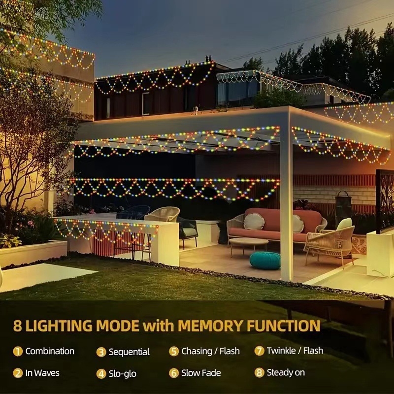 Șir de LED solar pentru exterior, decor de Crăciun cu sârmă de cupru, impermeabil