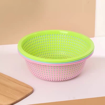Coș circular din plastic pentru legume – coș de bucătărie multifuncțional pentru spălatul și scurgerea fructelor și legumelor, gros și durabil, rezistent la cădere