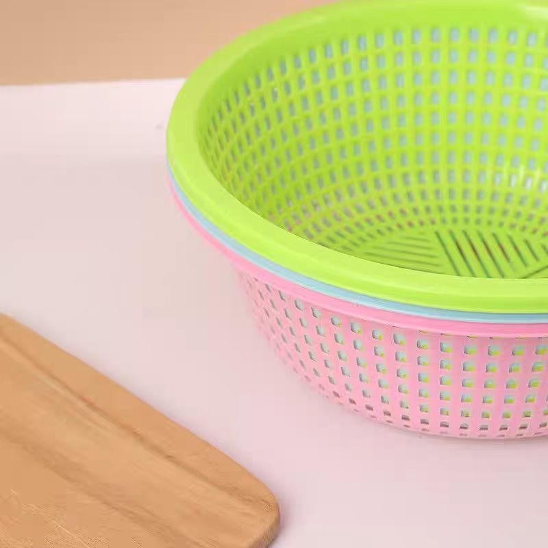 Coș circular din plastic pentru legume – coș de bucătărie multifuncțional pentru spălatul și scurgerea fructelor și legumelor, gros și durabil, rezistent la cădere