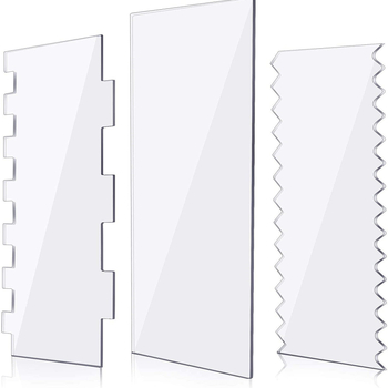 Set de 3 spatule transparente din acril pentru glazurarea torturilor