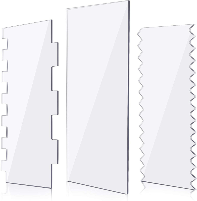Set de 3 spatule transparente din acril pentru glazurarea torturilor