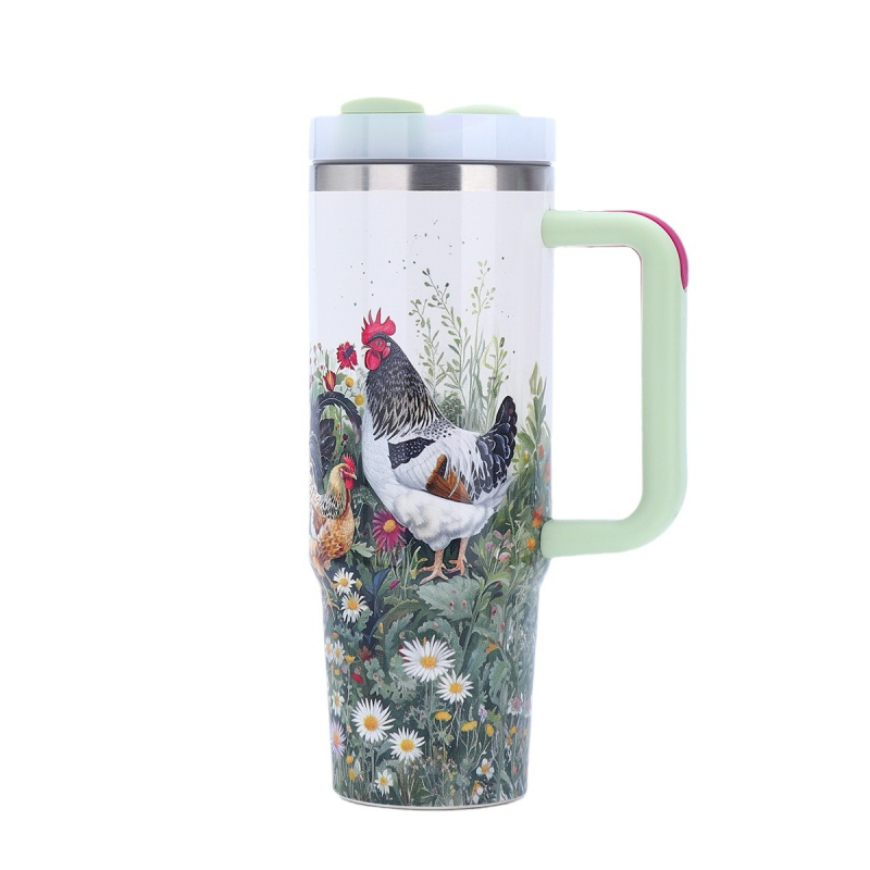 Cana termoizolantă portabilă cu mâner, interior din oțel inoxidabil 304, exterior din 201, capacitate mare 40 oz, imprimare personalizată